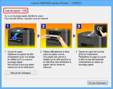 figure : Écran de message d'erreur